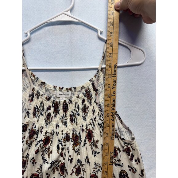 Boho-Style Sleeveless Floral Smocked Tank Top Eyeshadow L Cream/Red Cotton Blend - Picture 7 of 8